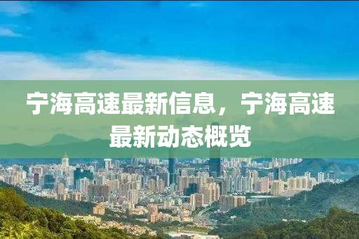 寧海高速最新信息，寧海高速最新動(dòng)態(tài)概覽山東水清源環(huán)?？萍加邢薰? class=