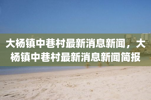 大楊鎮(zhèn)中巷村最新消息新聞，大楊鎮(zhèn)中巷村最新消息新聞簡報山東水清源環(huán)保科技有限公司